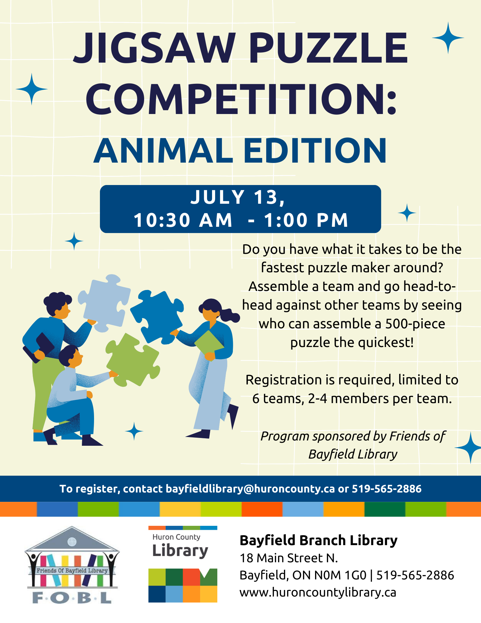 Team up with a friend or two and register for the Jigsaw Puzzle Competition